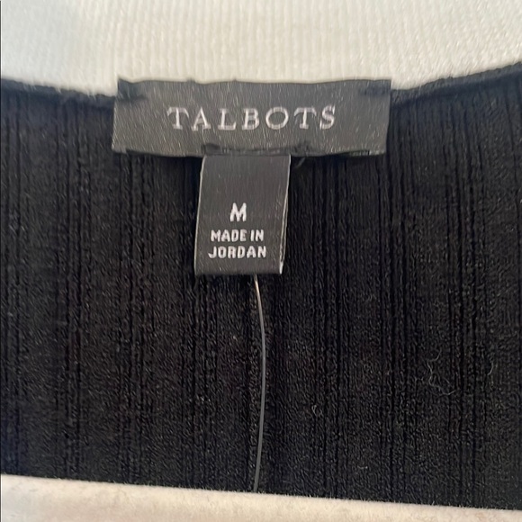 Talbots Black and Ivory Sleeveless V-Neck Midi Summer Dress - Picture 3 of 6